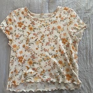 Lettuce edge flowered shirt